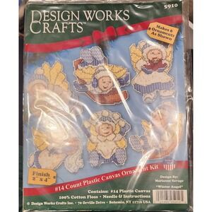 Design Works Crafts Plastic Canvas Ornament Kit 6 Winter Angel Ornaments 5910